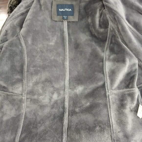 WOMEN'S NAUTICA BRAND COAT, THIGH LENGTH, FAUX FUR LINED HOOD, SIZE LARGE, Y2K - Picture 11 of 12